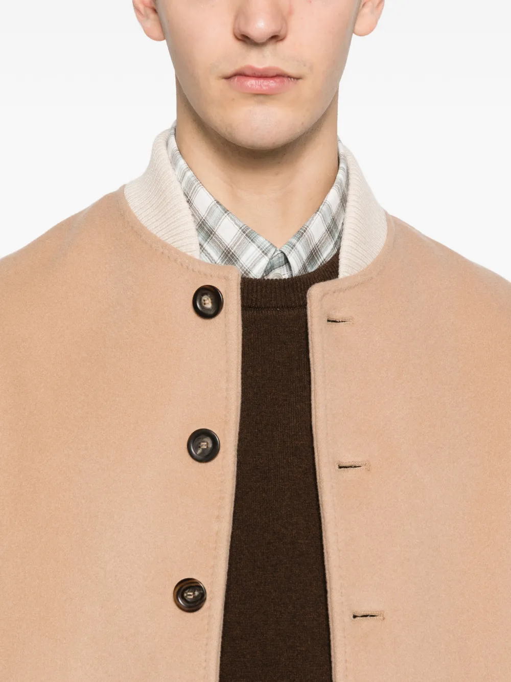 Malo Button Bomber Jacket In Neutral