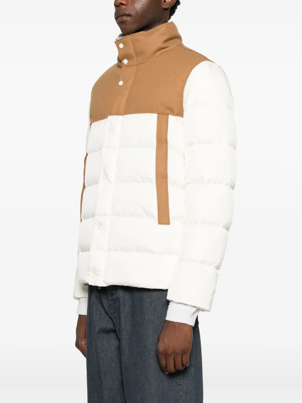 Herno Panelled Quilted Coat In White
