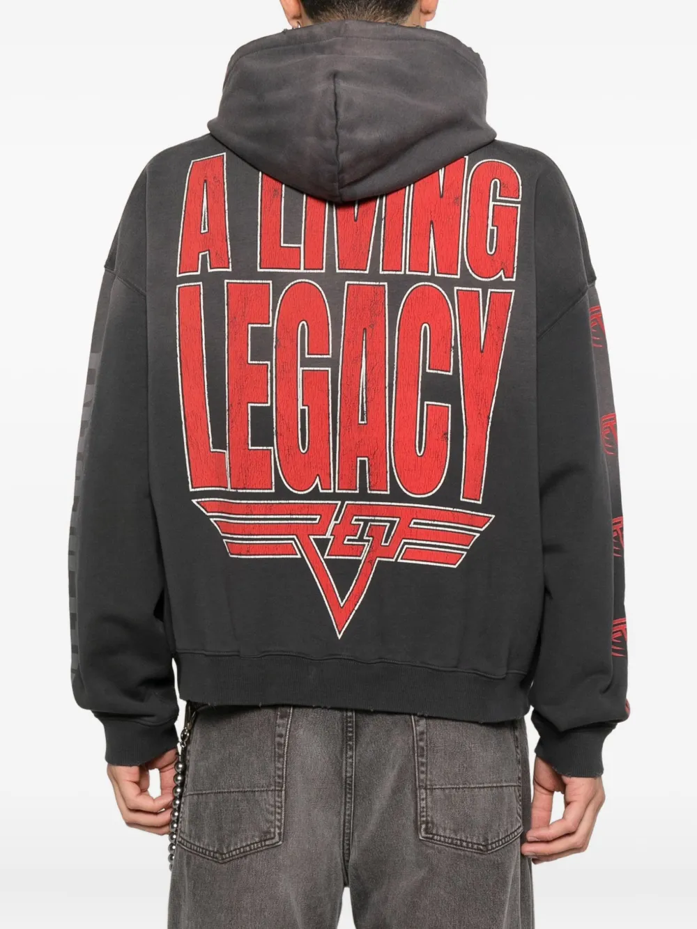 Represent Grey Hoodie With Maxi Logo Print On Front And Rear And Dropped Shoulders In Cotton Man In Black