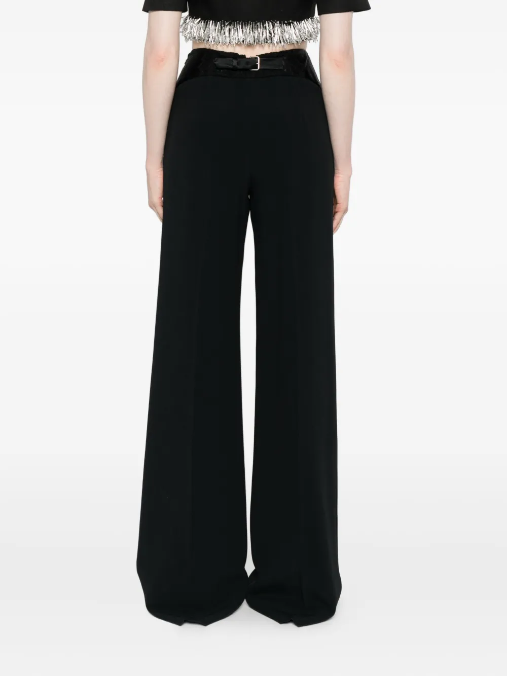 Ermanno Scervino Lace-insert Wide-leg Trousers In Black
