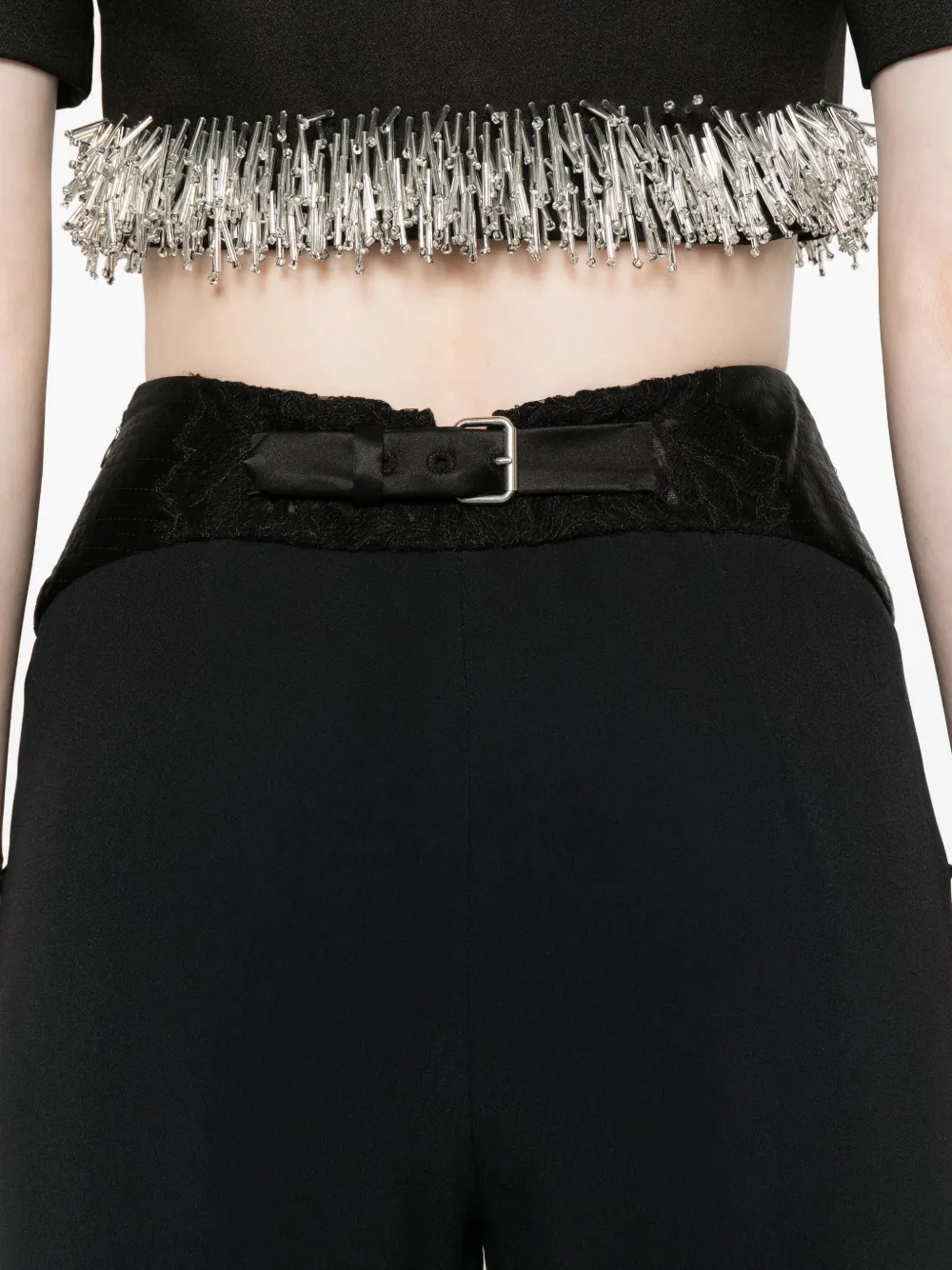 Ermanno Scervino Lace-insert Wide-leg Trousers In Black