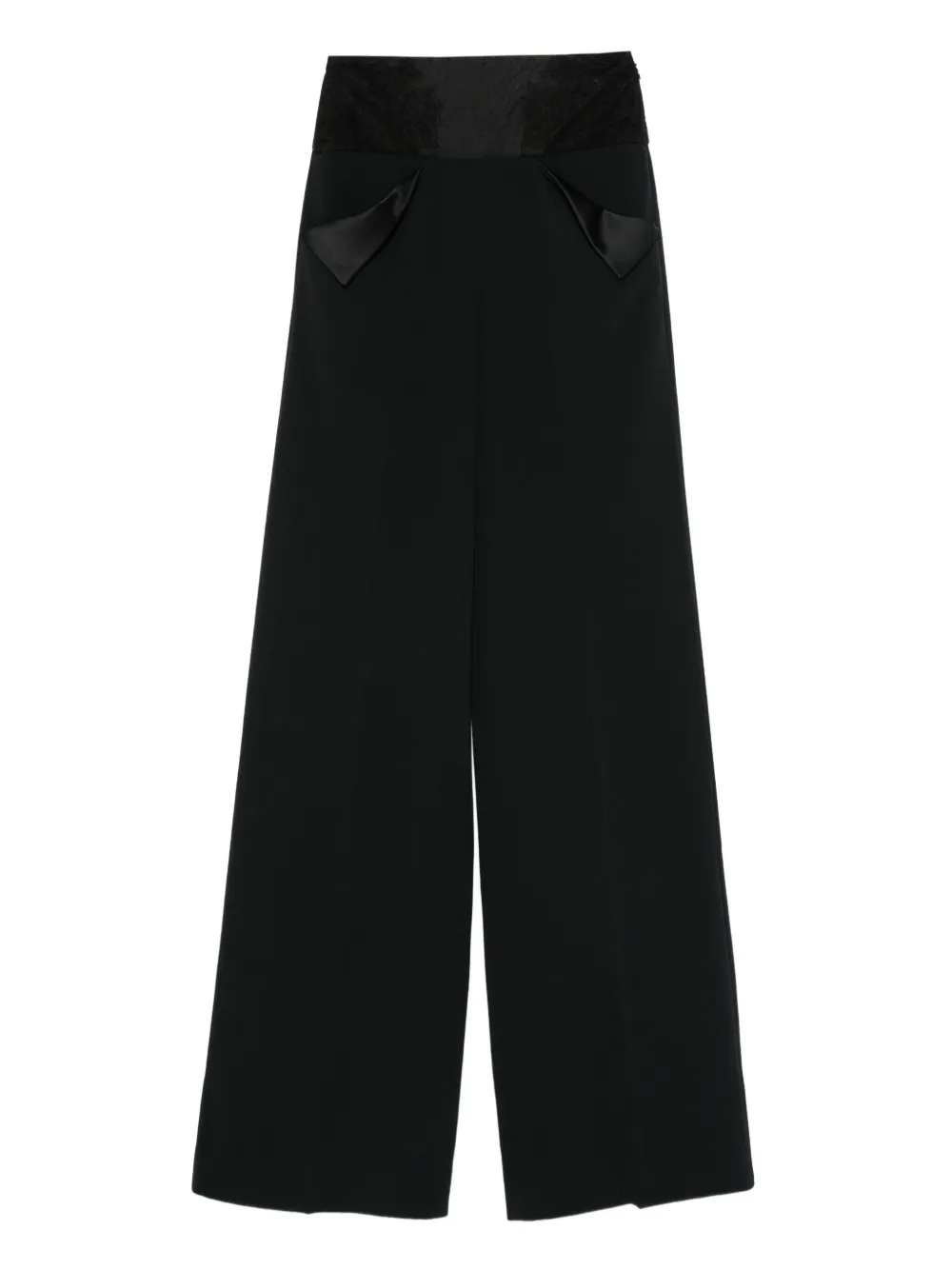 Ermanno Scervino Lace-insert Wide-leg Trousers In Black
