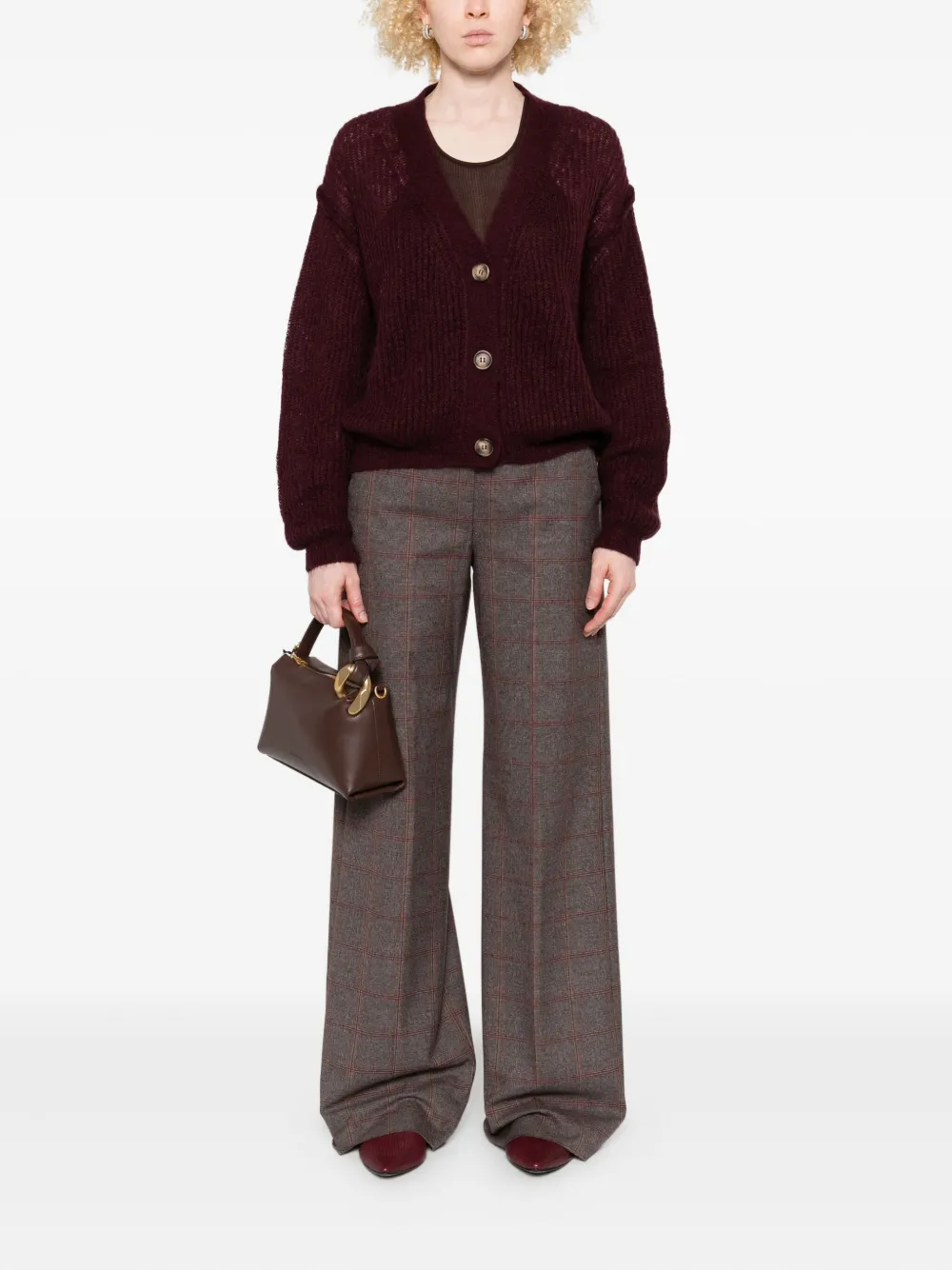 I BLUES checked wide-leg trousers - Bruin
