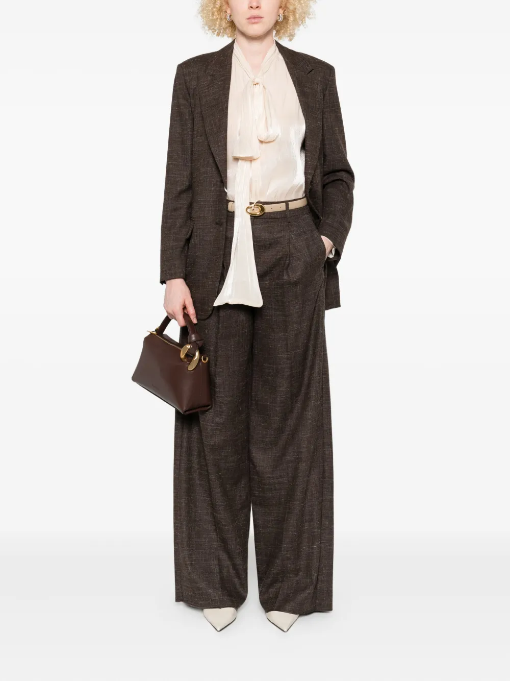 I BLUES pleated bow blouse - Beige
