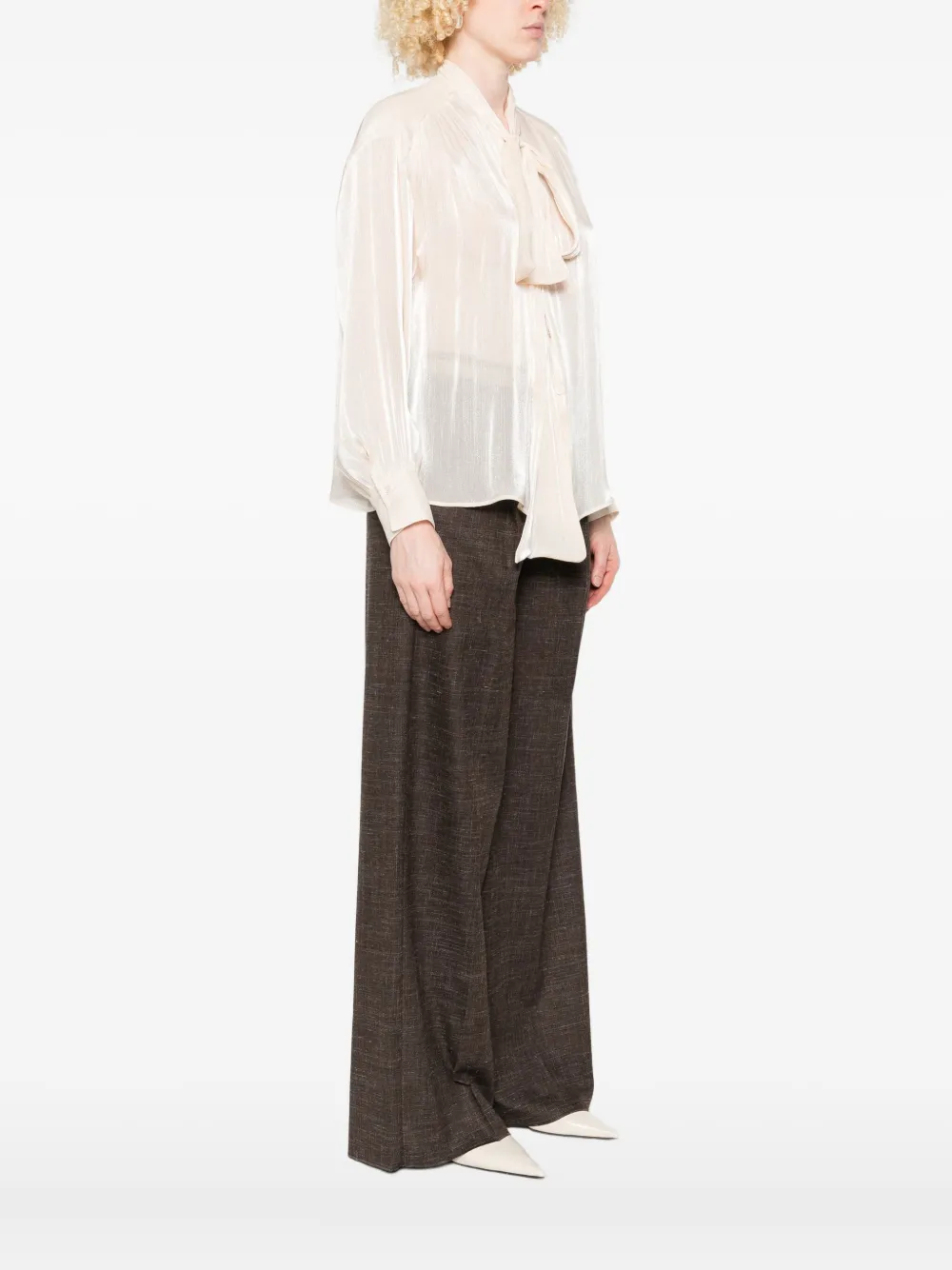 I BLUES Geplooide blouse met strik Beige