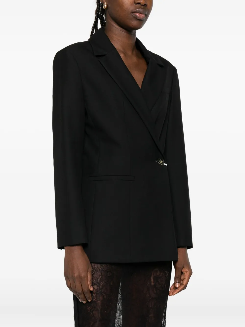 Iblues Double-breasted Long-sleeve Jacket In Black