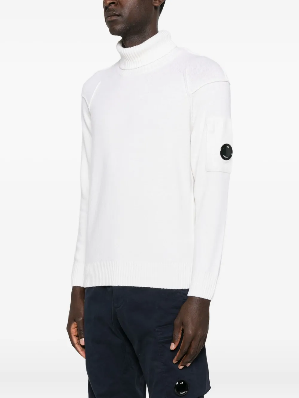 C.p. Company Turtleneck Lens-detail Sweater In White