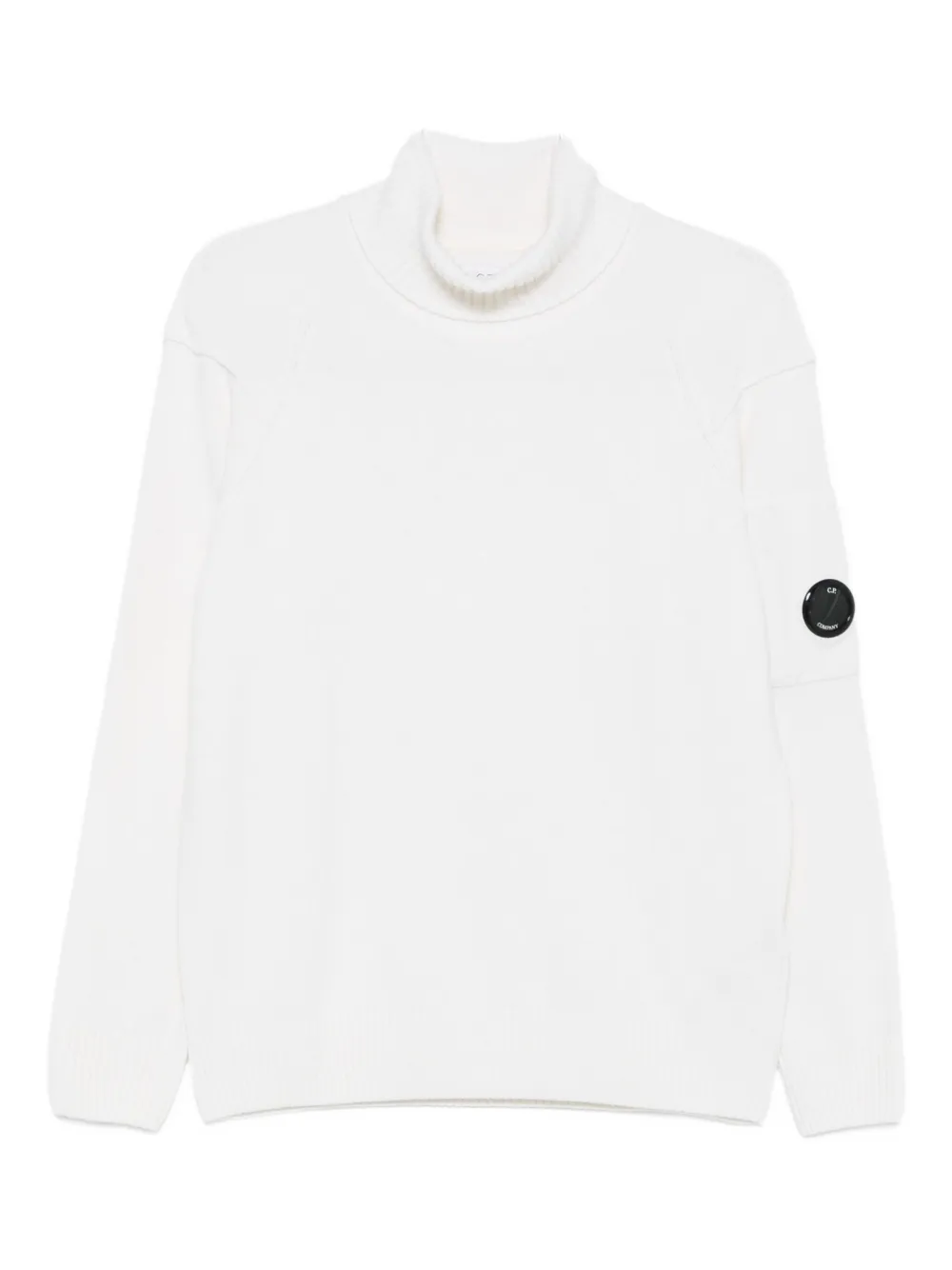 C.p. Company Turtleneck Lens-detail Sweater In White
