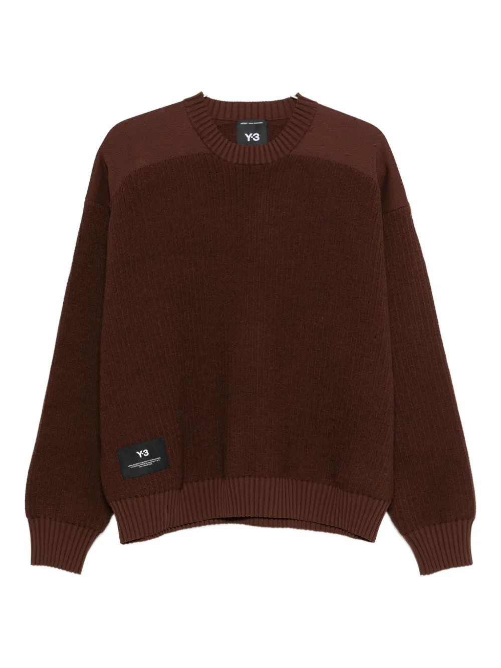 Y-3 ribbed-knit crew-neck sweater | Brown | Image 1