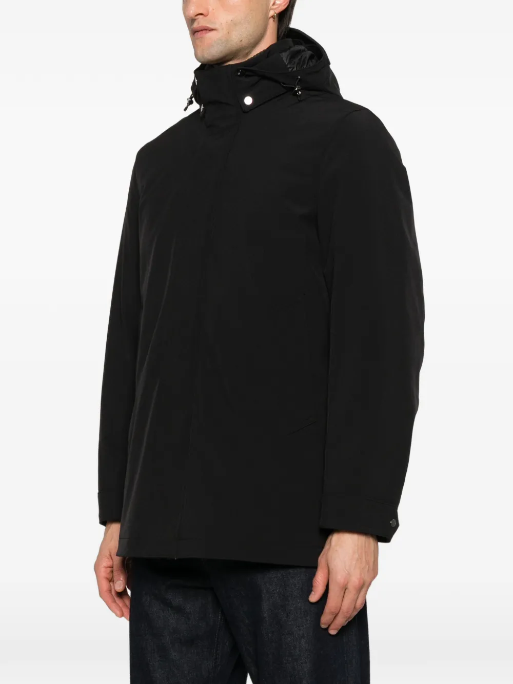 Woolrich Wollen jas met capuchon Zwart