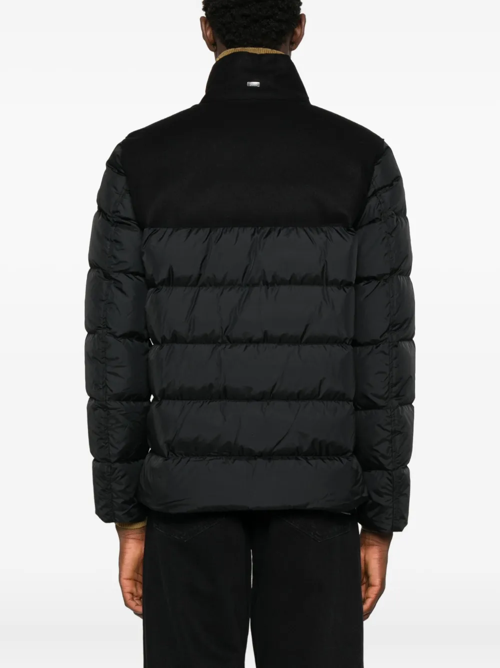 Herno Panelled Quilted Coat In Black