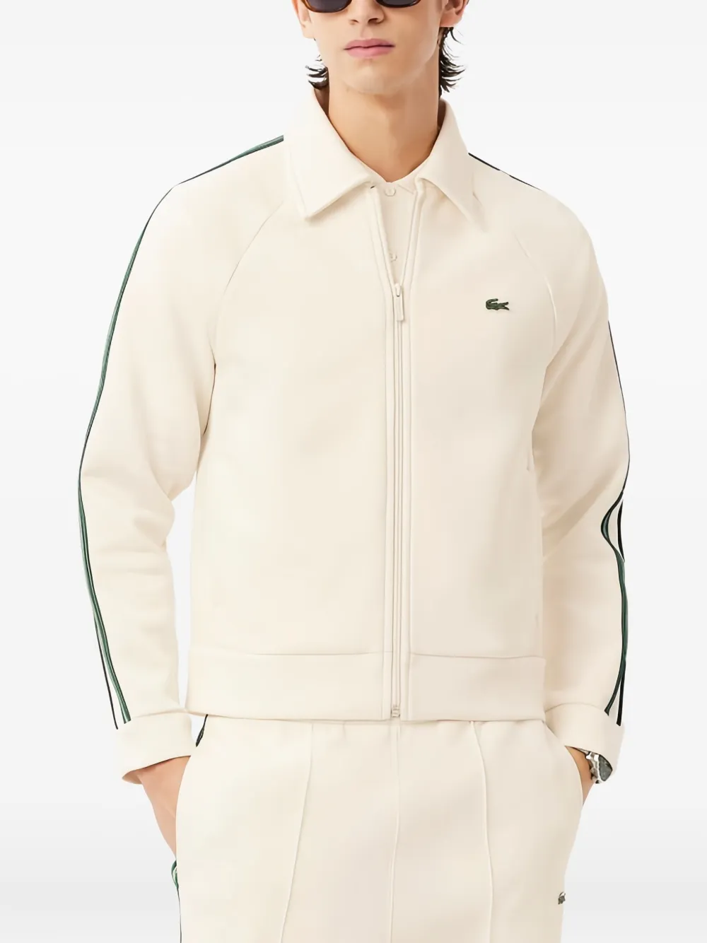 Lacoste stripe zip sweatshirt - Beige