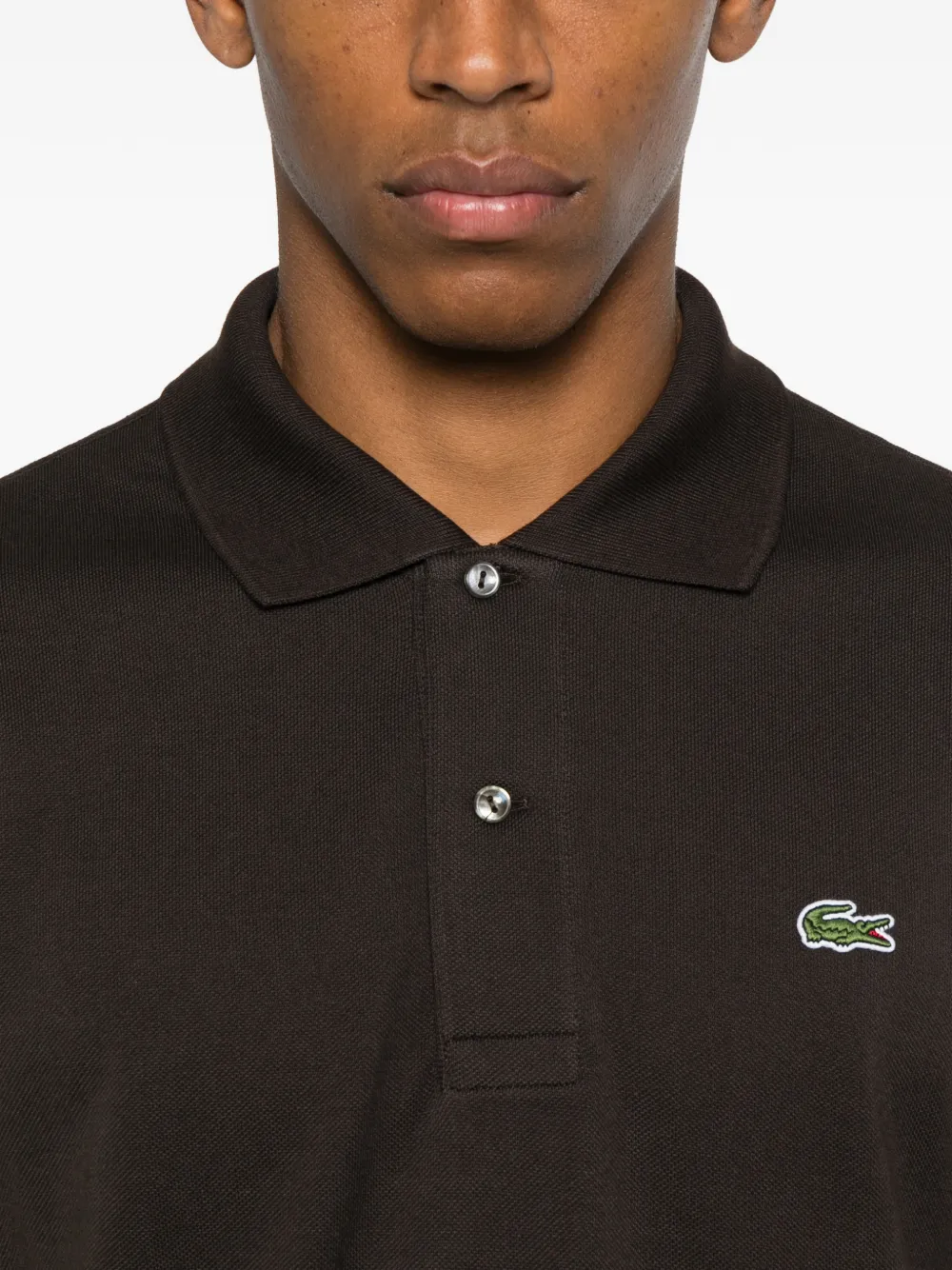 Lacoste Logo-detail Button Polo Shirt In Brown