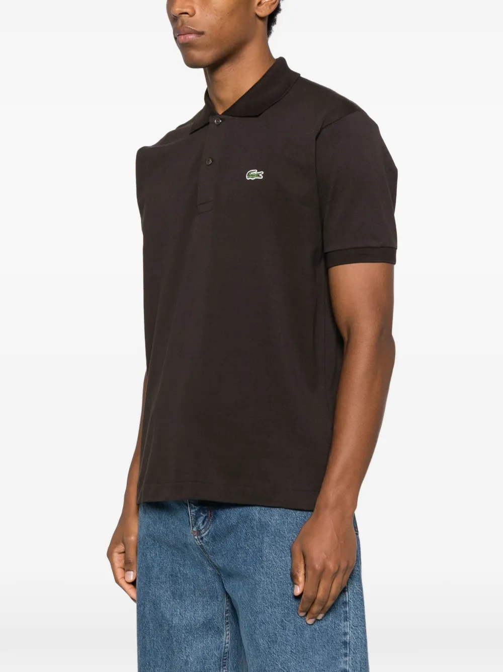 Lacoste Logo-detail Button Polo Shirt In Brown