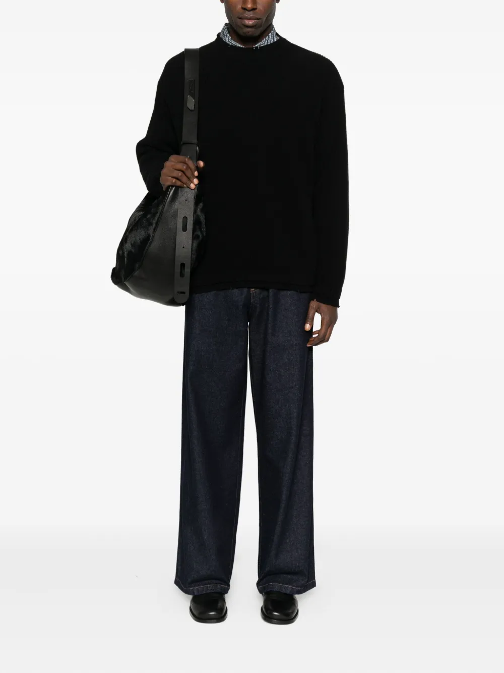 FEDERICO CINA drop-shoulder wool sweater - Zwart