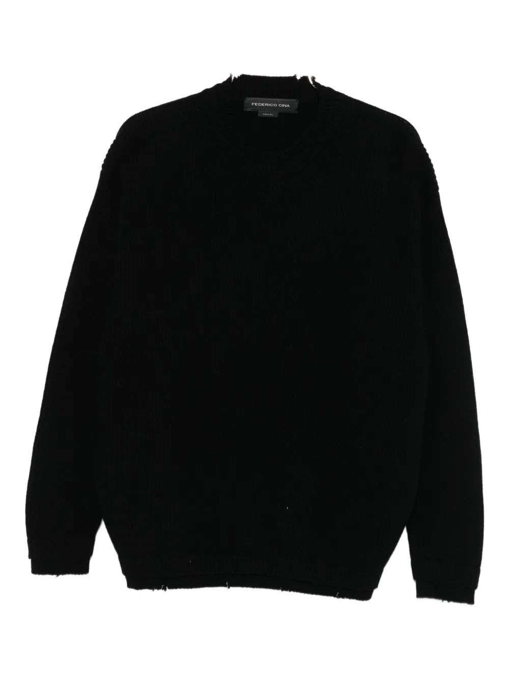 Federico Cina Drop-shoulder Wool Sweater In Black