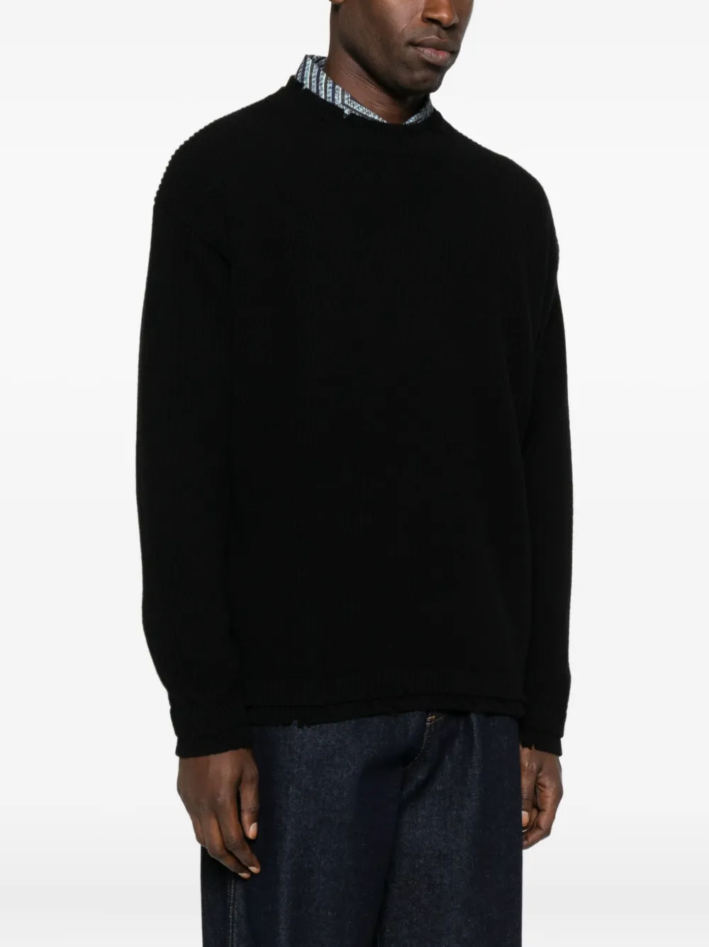 Federico Cina Drop-shoulder Wool Sweater In Black