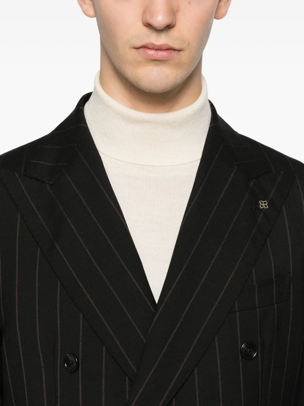 Tagliatore Pinstripe Suit In Black