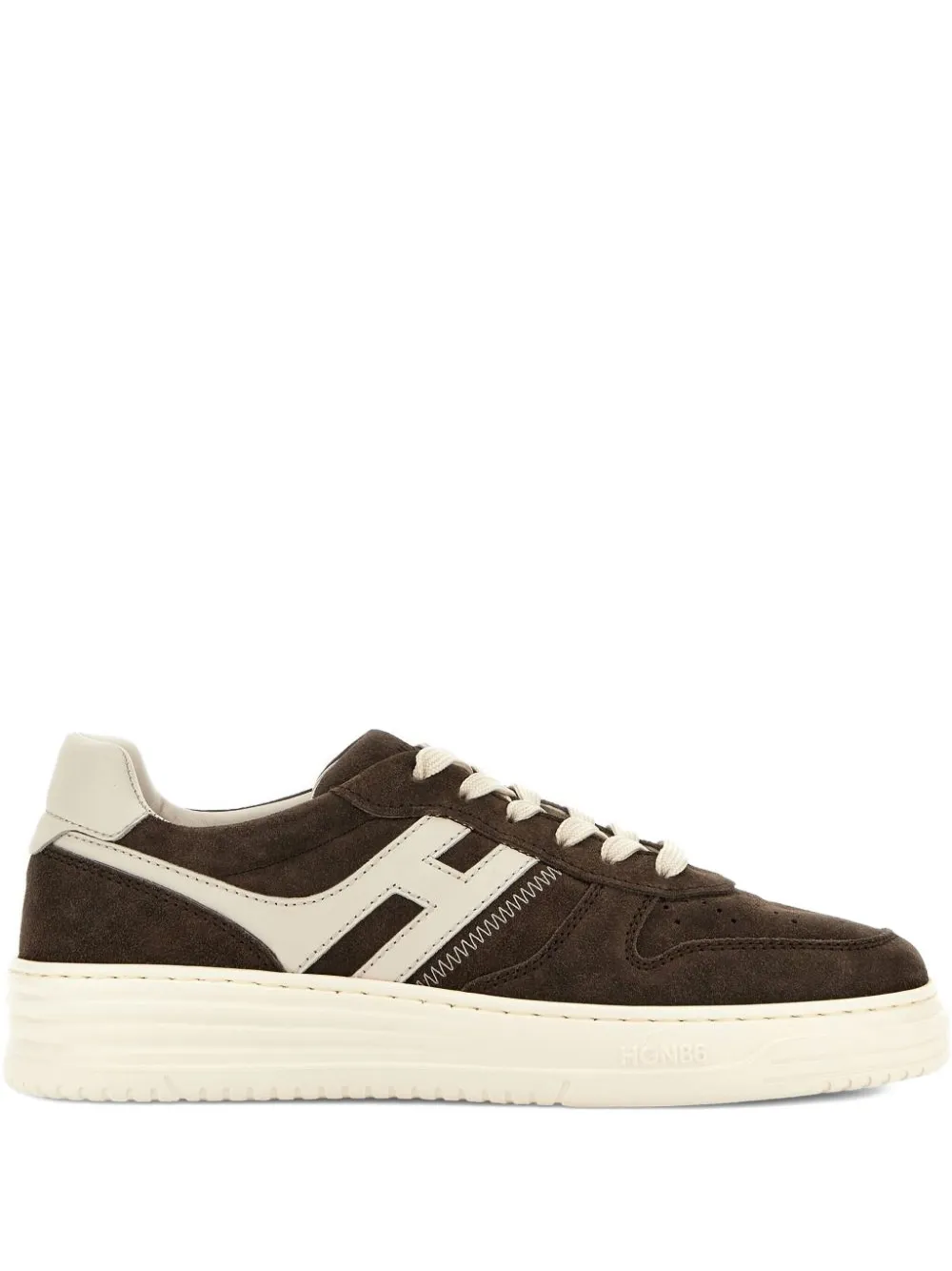 Hogan suede leather lace-up sneakers Brown
