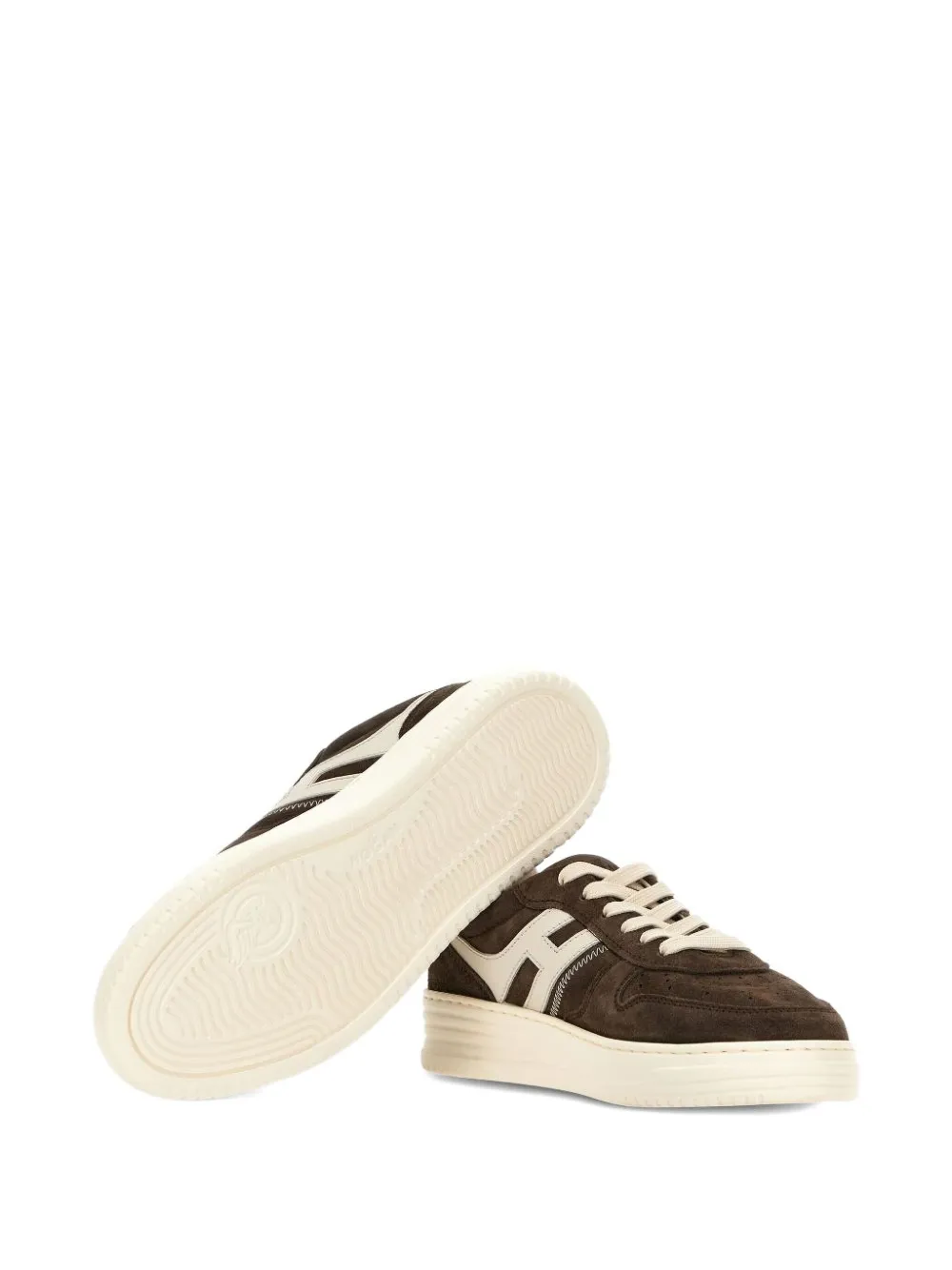Hogan suede leather lace-up sneakers Brown