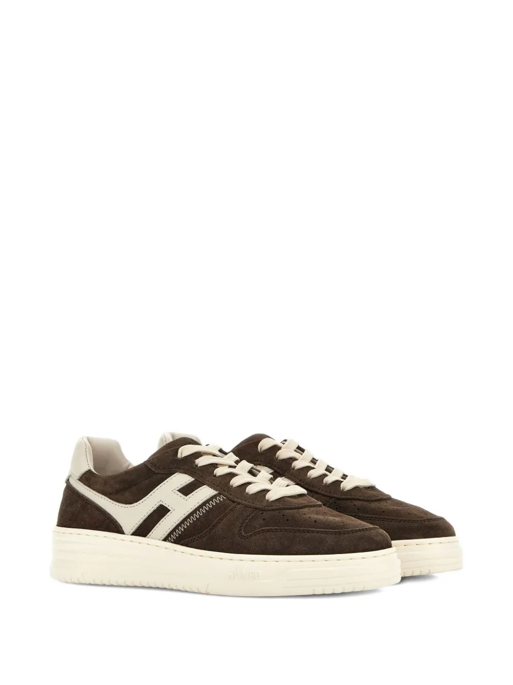Hogan suede leather lace-up sneakers Brown