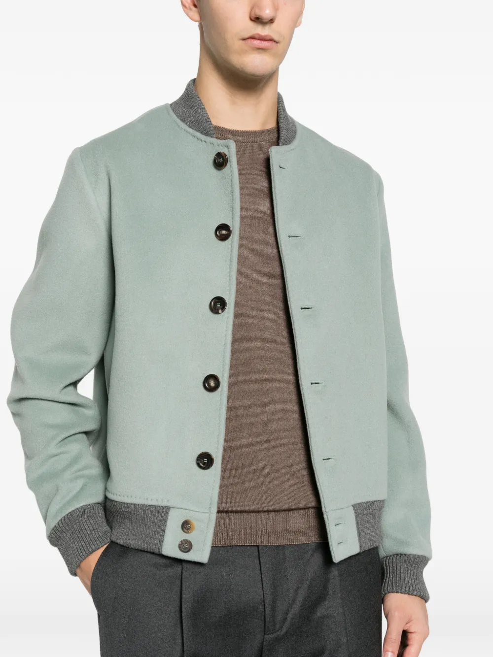 Malo Buttoned Bomber Jacket In Green