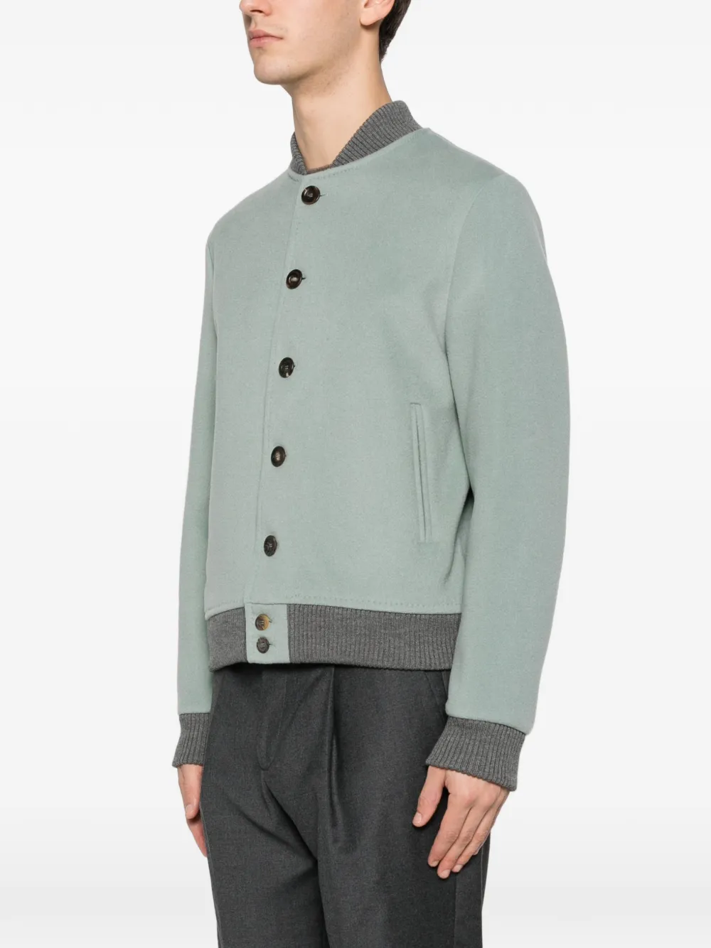 Malo Buttoned Bomber Jacket In Green