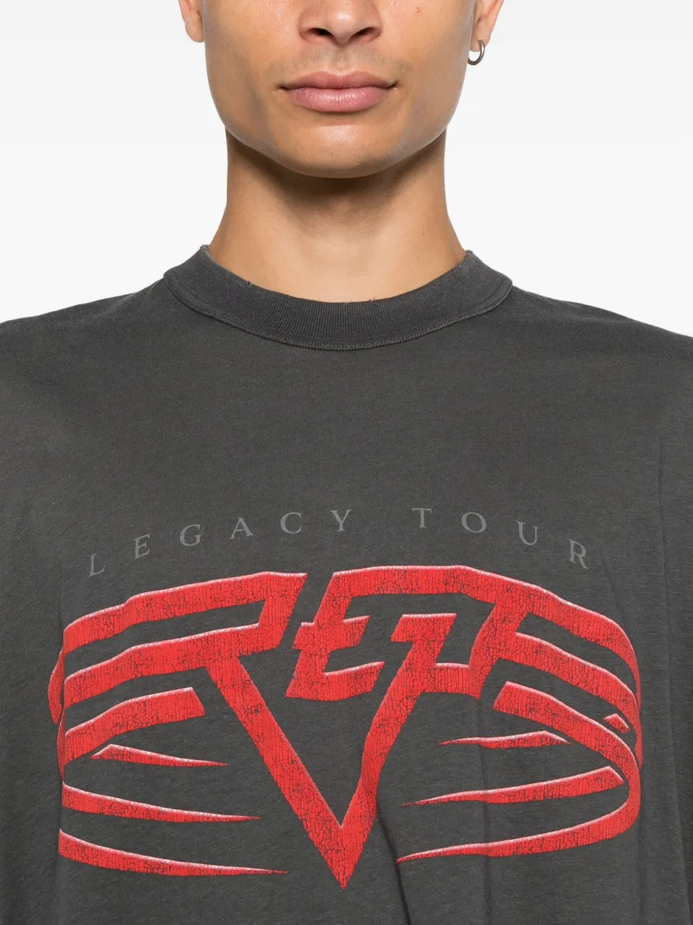 Represent Grey Crewneck T-shirt With Maxi Logo Print On Front And Rear In Cotton Blend Man In Gray