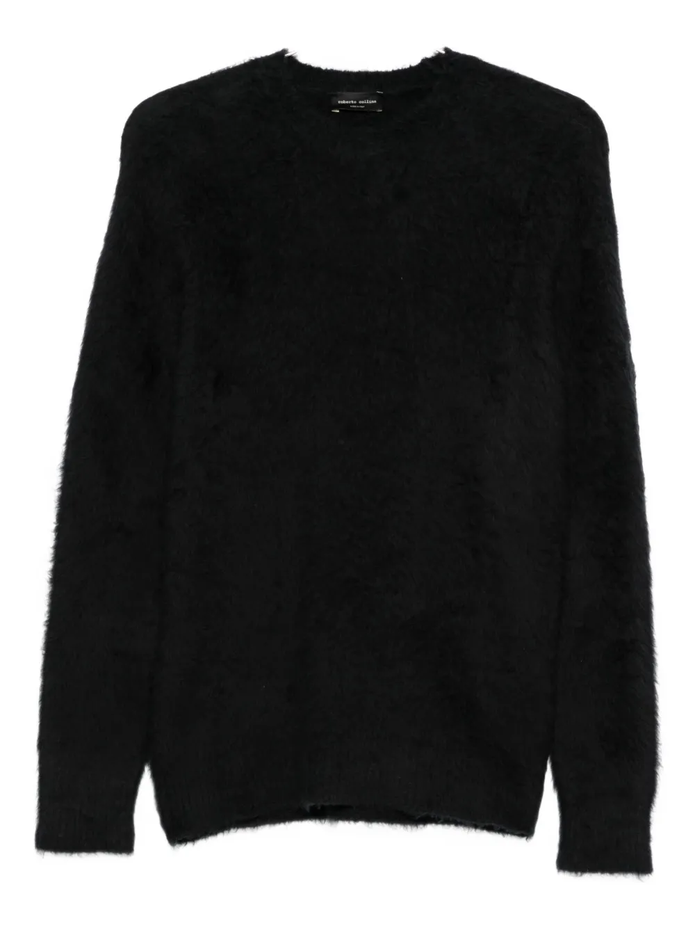 Roberto Collina Teddy-texture Crew-neck Sweater In Black