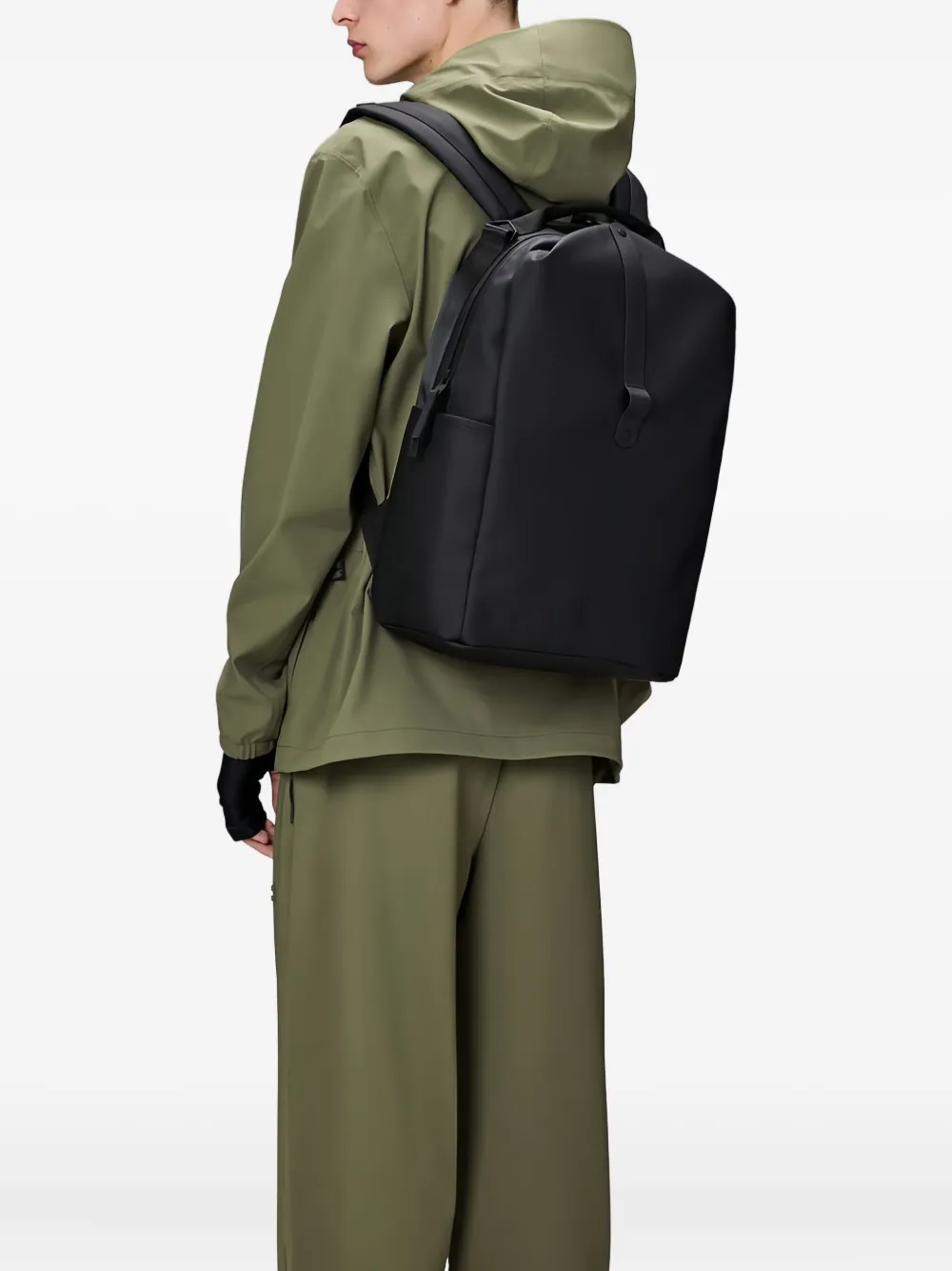 Rains Waterproof Clip Front Backpack In Black