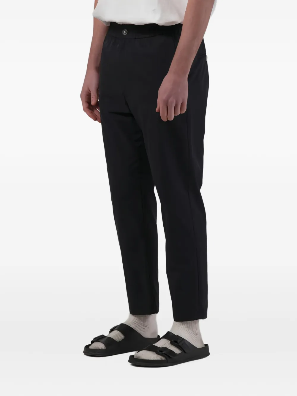 Bonsai Elastische broek met knopen Zwart