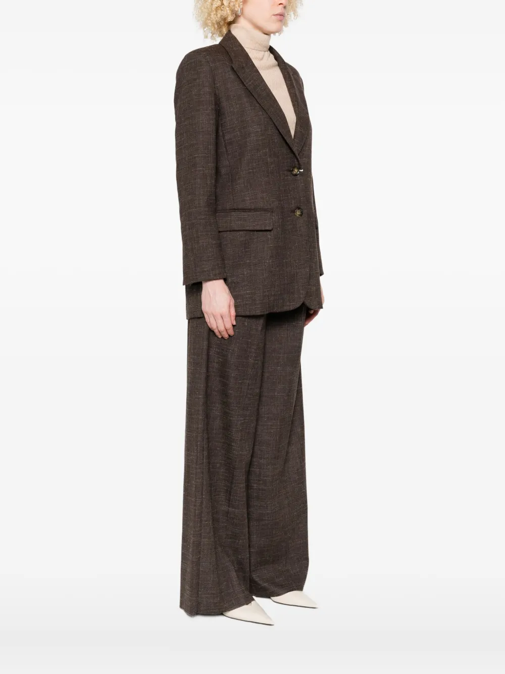 I Blues Textured Two-button Blazer In Gray