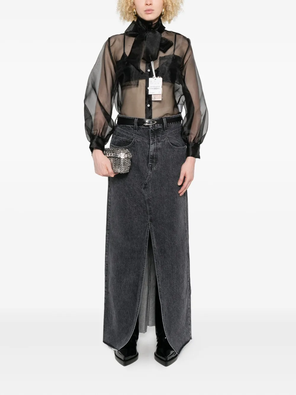 I BLUES Flippo sheer shirt - Zwart