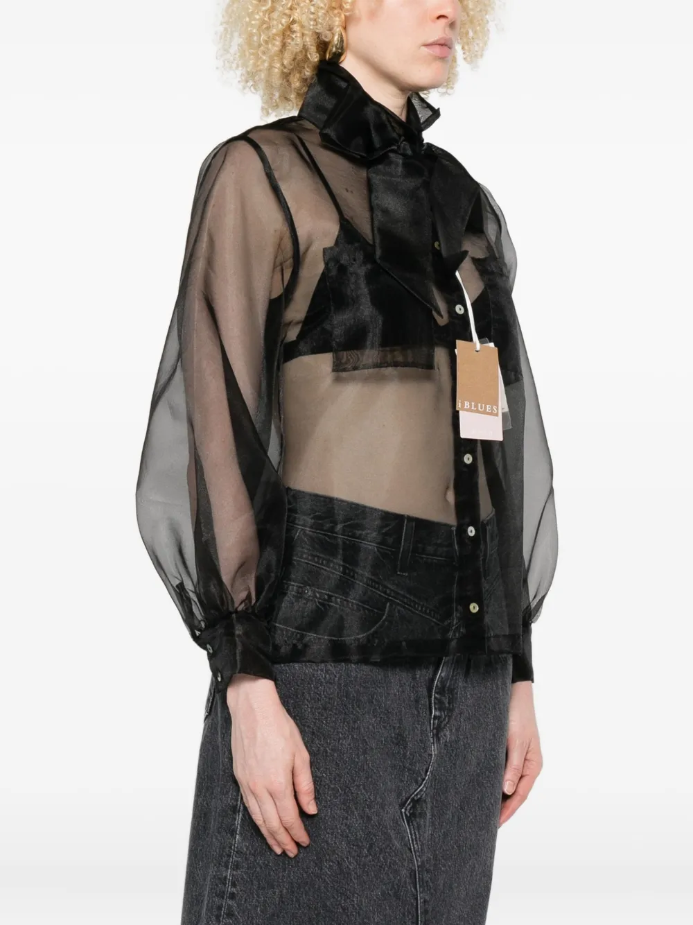 I BLUES Flippo doorzichtige blouse Zwart