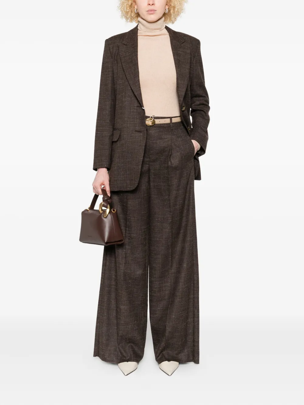 I BLUES pleated wide-leg trousers - Bruin
