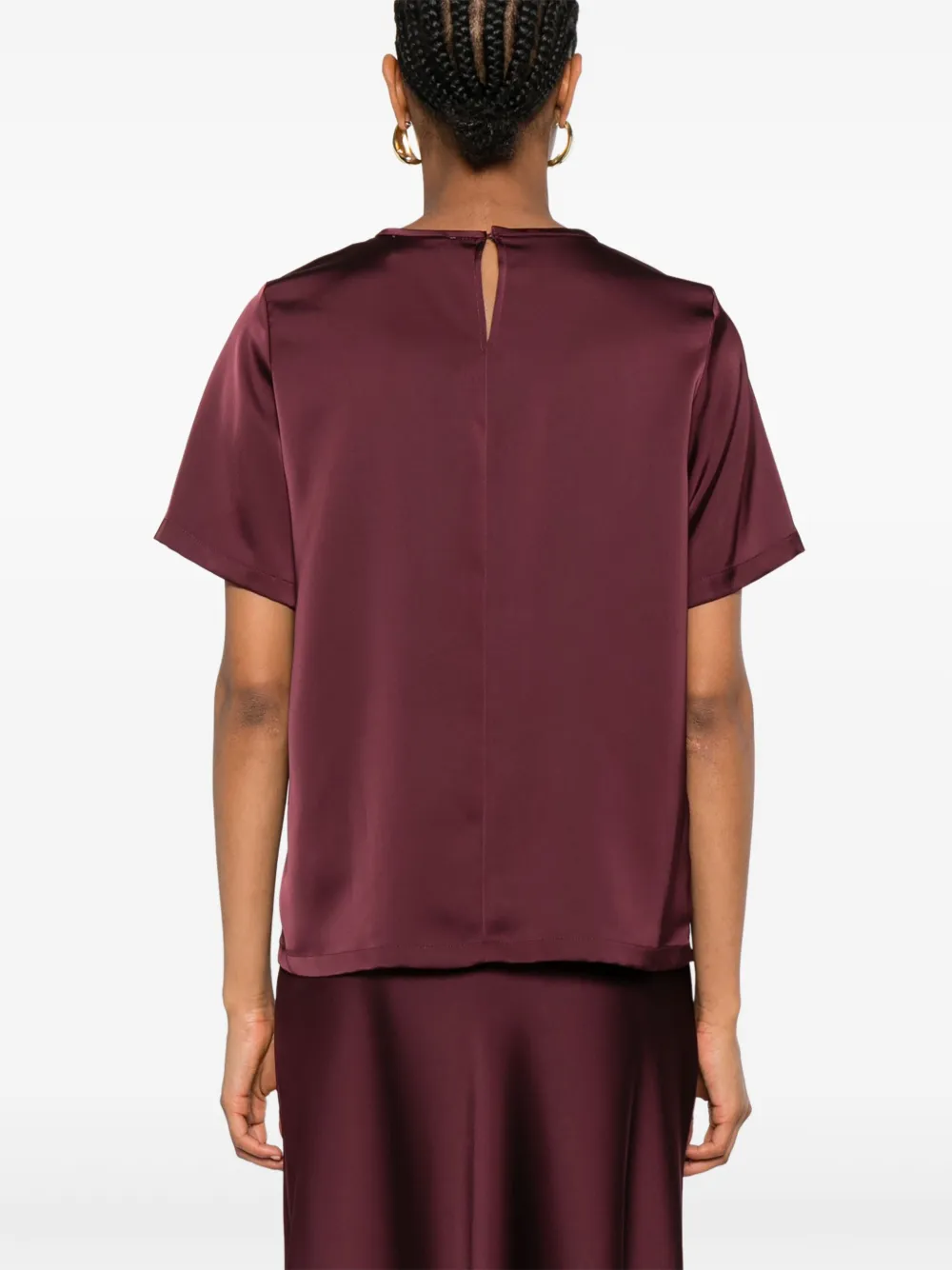 Iblues Short-sleeve Round-neck Blouse In Burgundy