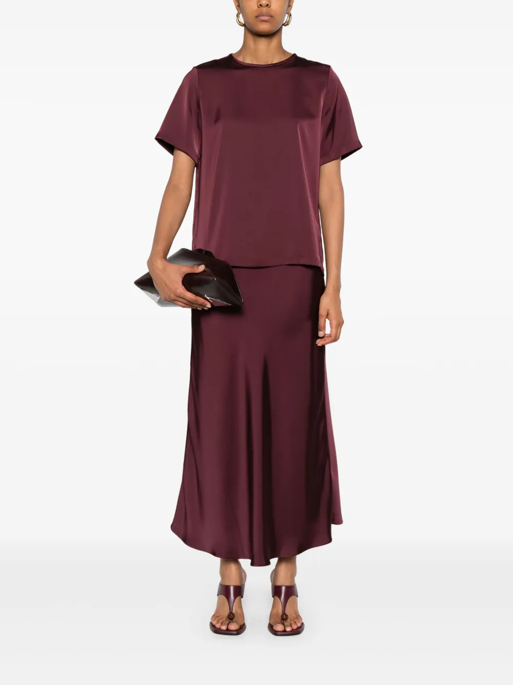 Iblues Short-sleeve Round-neck Blouse In Burgundy
