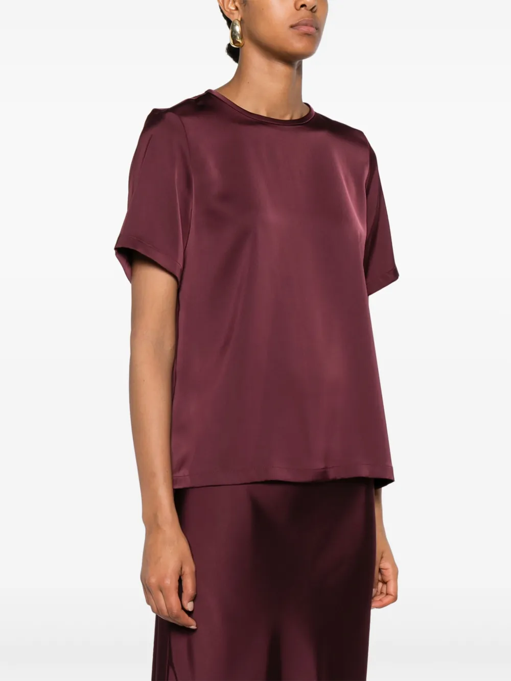 Iblues Short-sleeve Round-neck Blouse In Burgundy