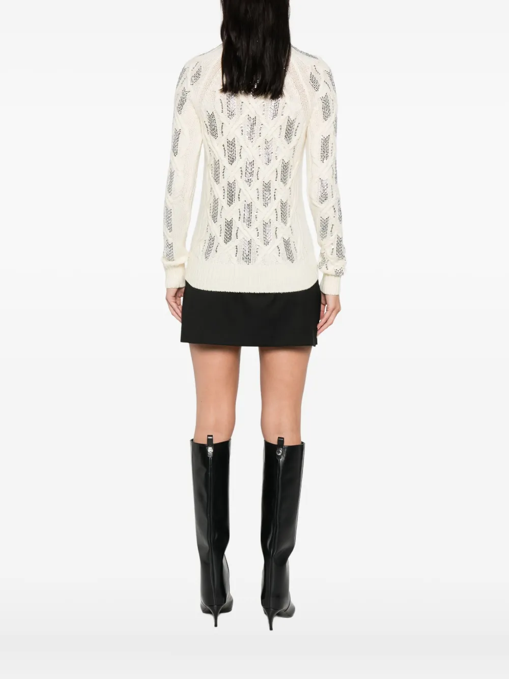 Ermanno Scervino cable-knit embellished sweater Beige