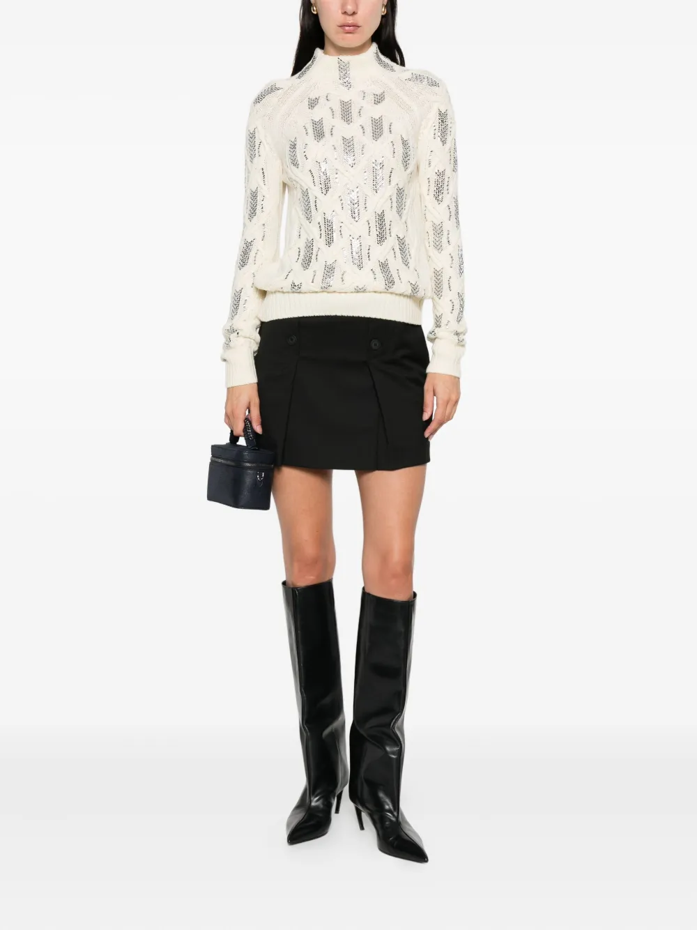 Ermanno Scervino cable-knit embellished sweater Beige