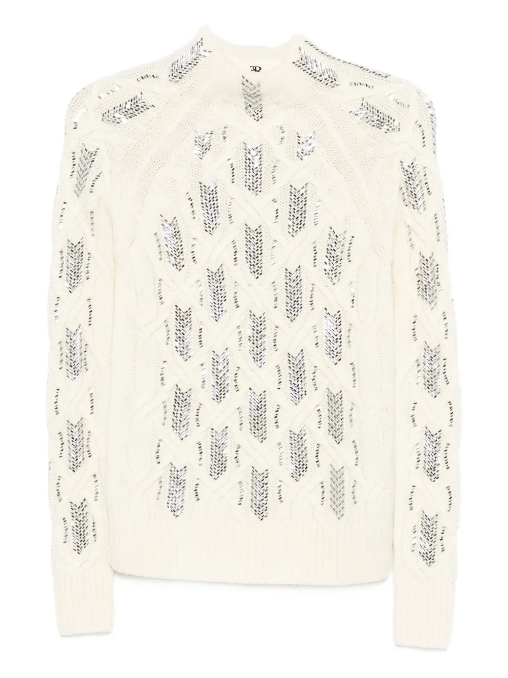 Ermanno Scervino cable-knit embellished sweater Beige