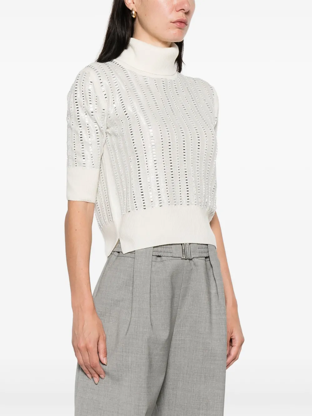 Embellished Roll-Neck T-Shirt