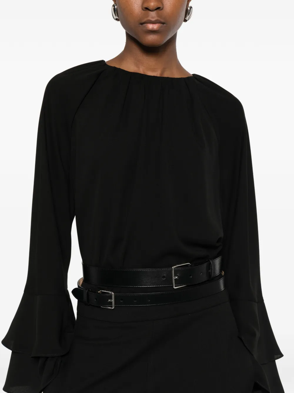 Iblues Marin Ruffled Blouse In Black