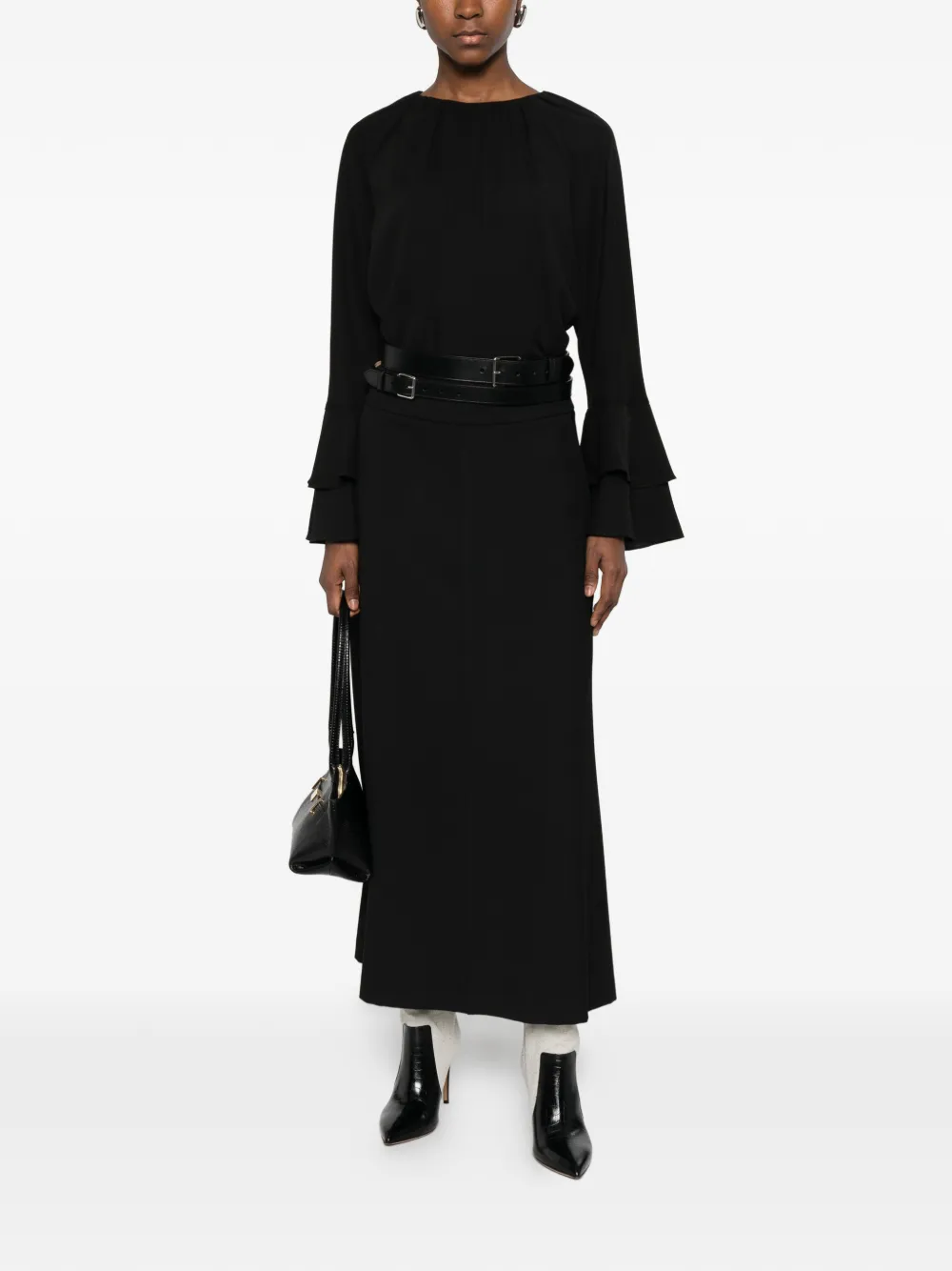 Iblues Marin Ruffled Blouse In Black