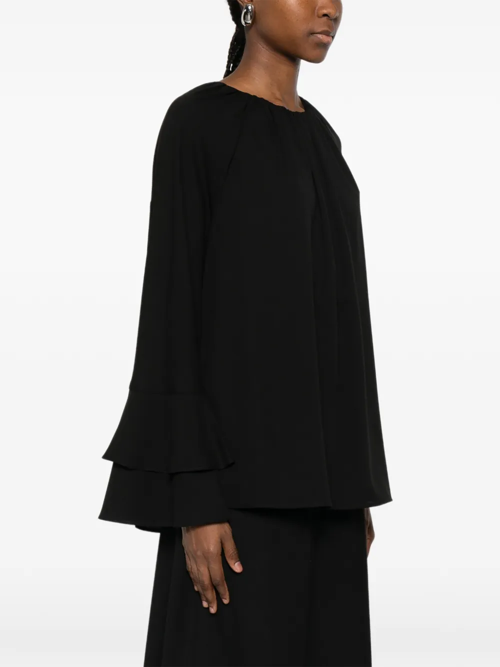 Iblues Marin Ruffled Blouse In Black