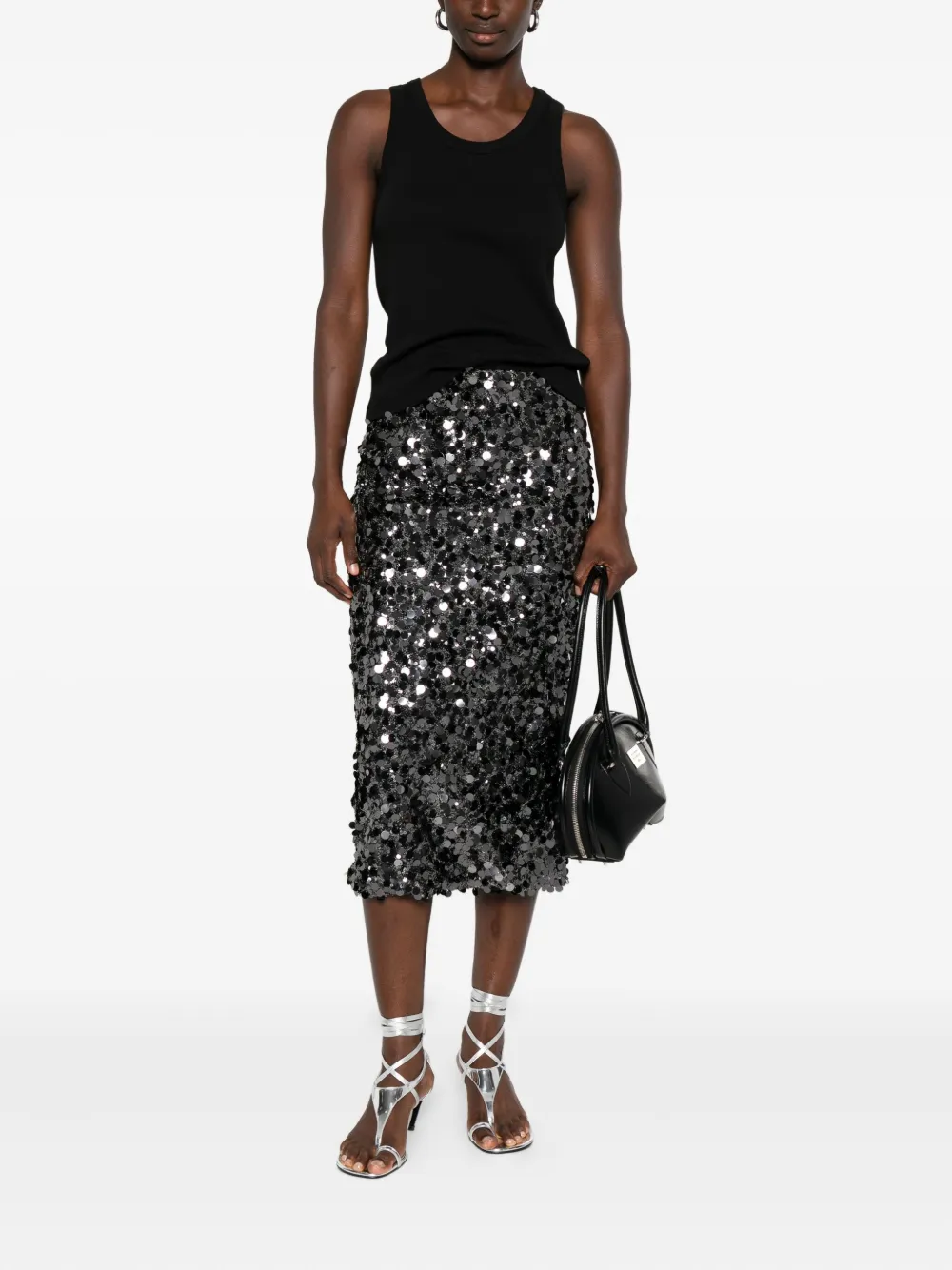 I BLUES Attila sequin-embellished midi skirt - Zwart