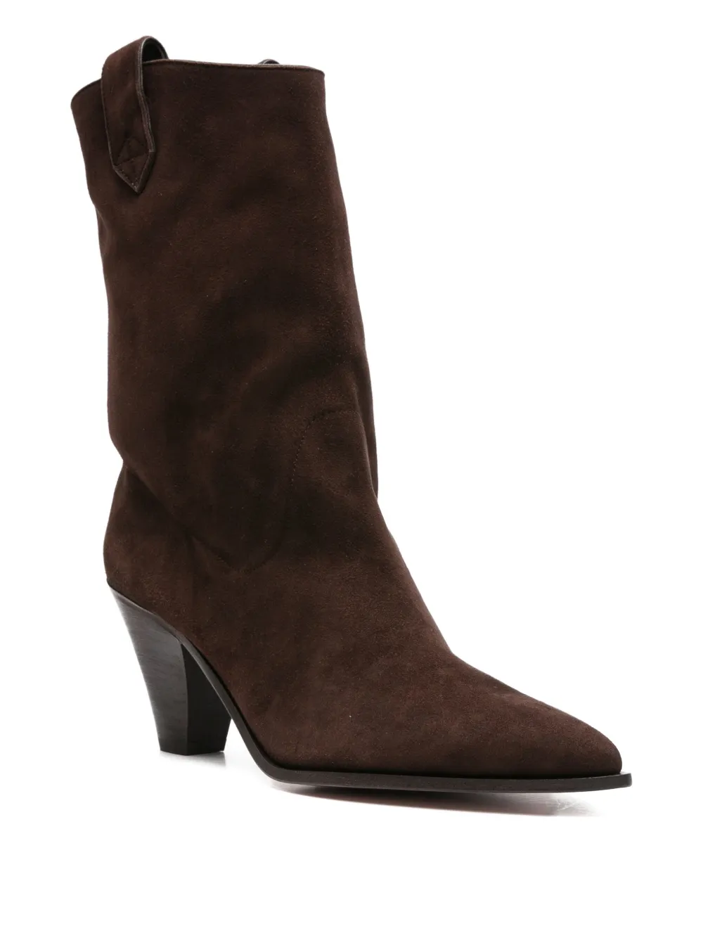Aquazzura 80mm suede leather cowboy boots Brown