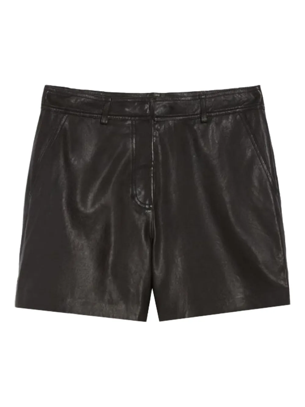 Weekend Max Mara leather high-waist shorts Zwart