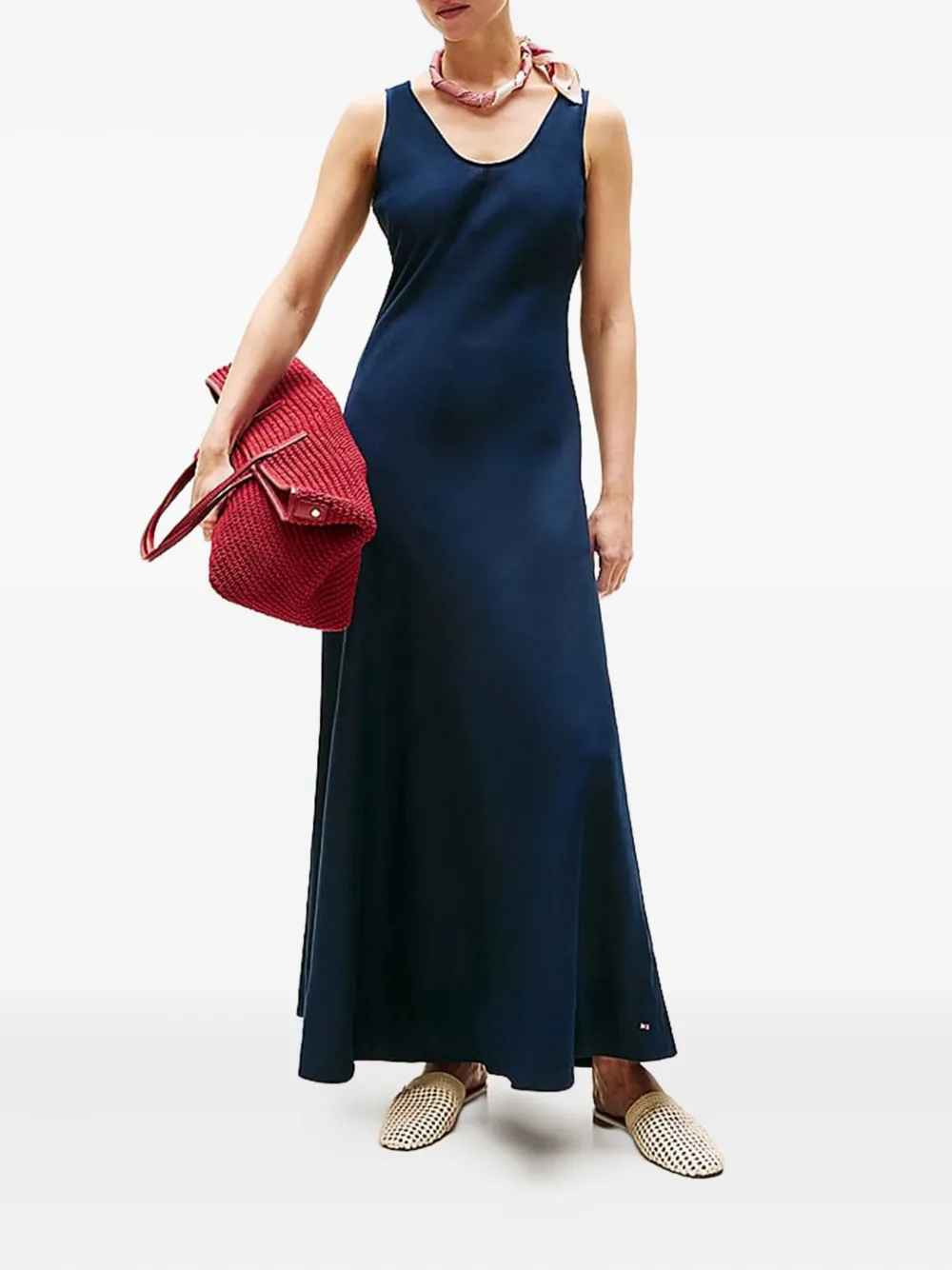 Tommy Hilfiger Maxi-jurk van linnenmix Blauw