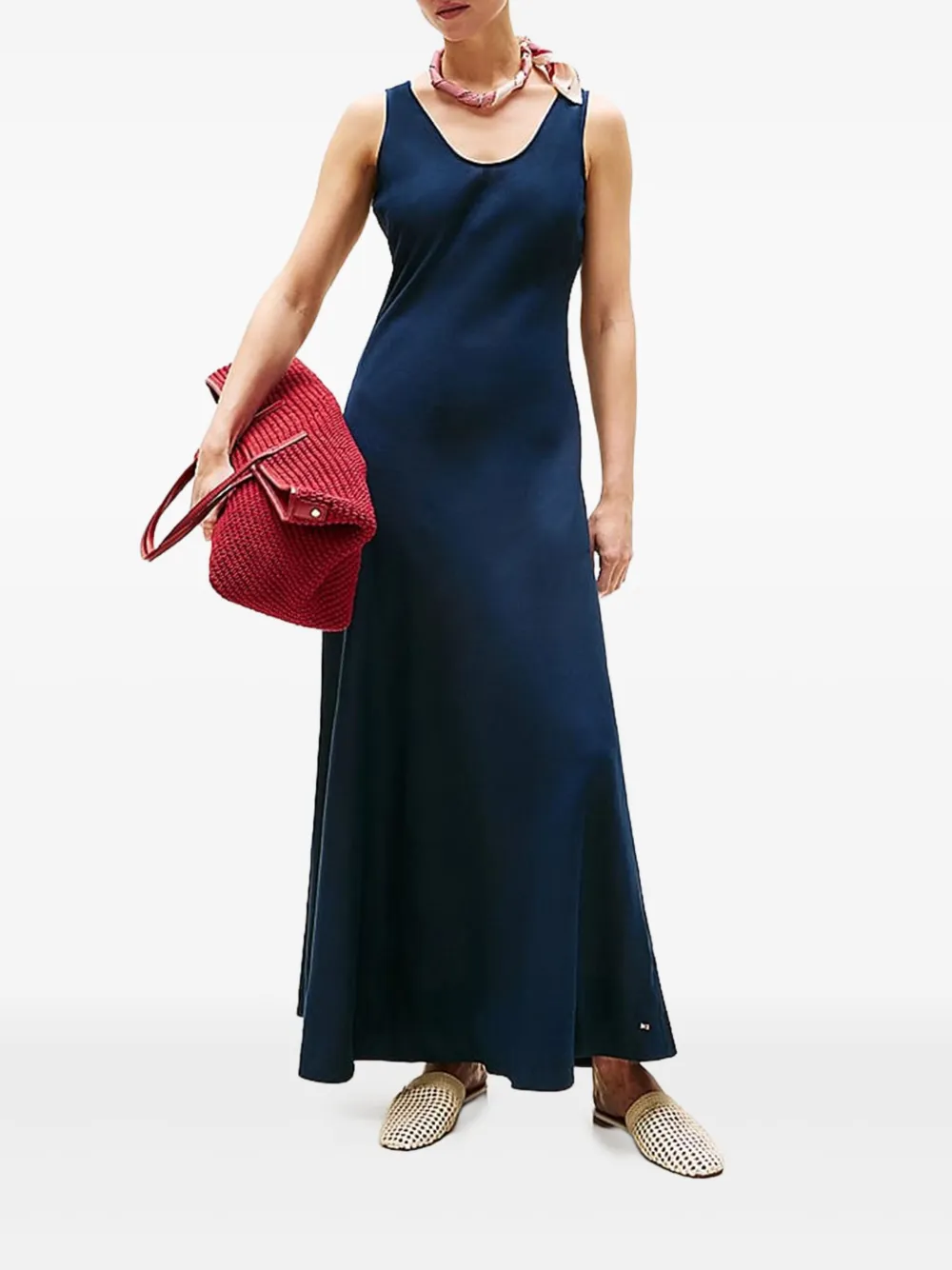 Tommy Hilfiger Maxi-jurk van linnenmix - Blauw